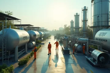 Regenerated MMA monomer production facility in Rajkot with advanced recycling technology Technicians working at a Rajkot-based regenerated MMA monomer lab Aerial view of a chemical manufacturing cluster in Rajkot, Gujarat Eco-friendly MMA monomer containers ready for export from Rajkot suppliers