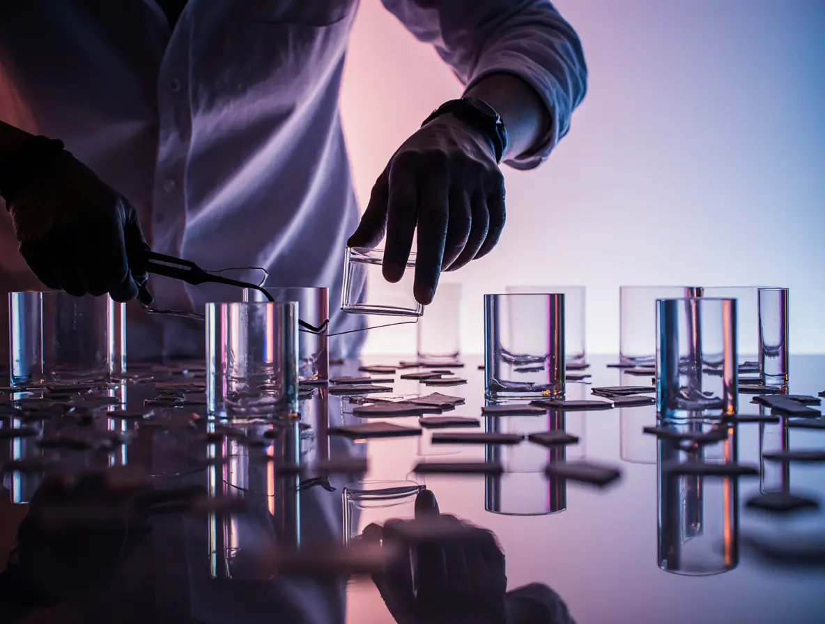 Modern acrylic product manufacturing factory with transparent and colored acrylic sheets being processed