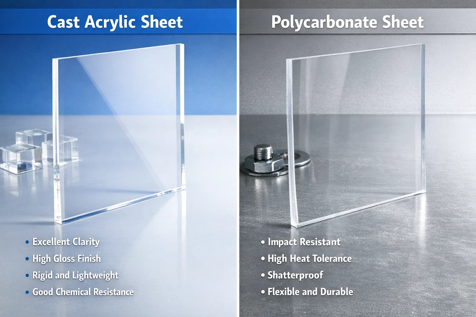 Cast Acrylic vs Polycarbonate Sheets Comparison