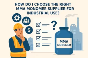 Industrial MMA monomer drum labeled methyl methacrylate supplier for PMMA and acrylic production